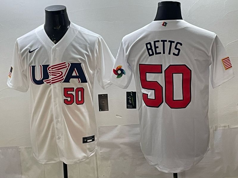 Men 2026 World Cub USA #50 Betts White Nike MLB Jersey style 05->more jerseys->MLB Jersey